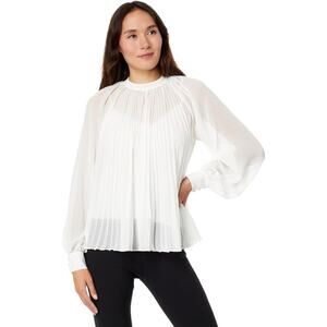 Ted Baker Macenzi Embellished Pleated Blouse Mock Neck Long Sleeve Classy Sz 2XL